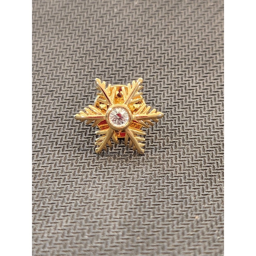 Snowflake with Gemstone Gold Tone Vintage‎ Lapel Pin